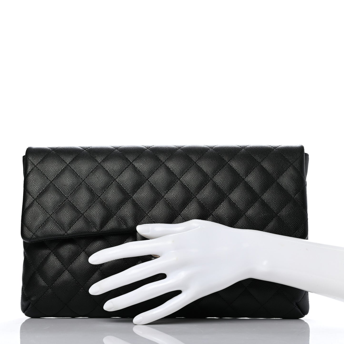 Caviar Quilted Flap Clutch Black