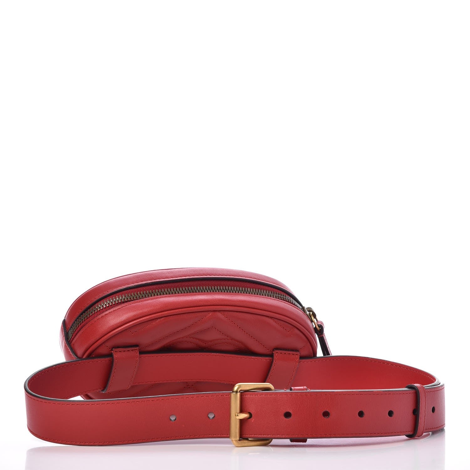 Gucci Calfskin Matelasse GG Marmont Belt Bag 75 30 Hibiscus Red 3 of 7
