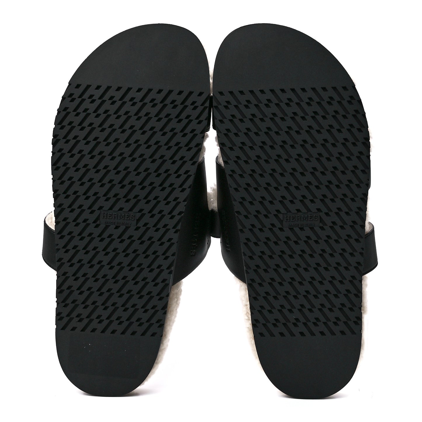 Calfskin Woolskin Mens Chypre Sandals 41.5 Black Ecru