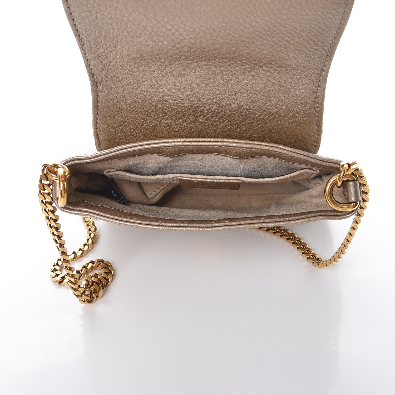 Gucci Pebbled Calfskin Small 1973 Chain Shoulder Bag Champagne 6 of 9