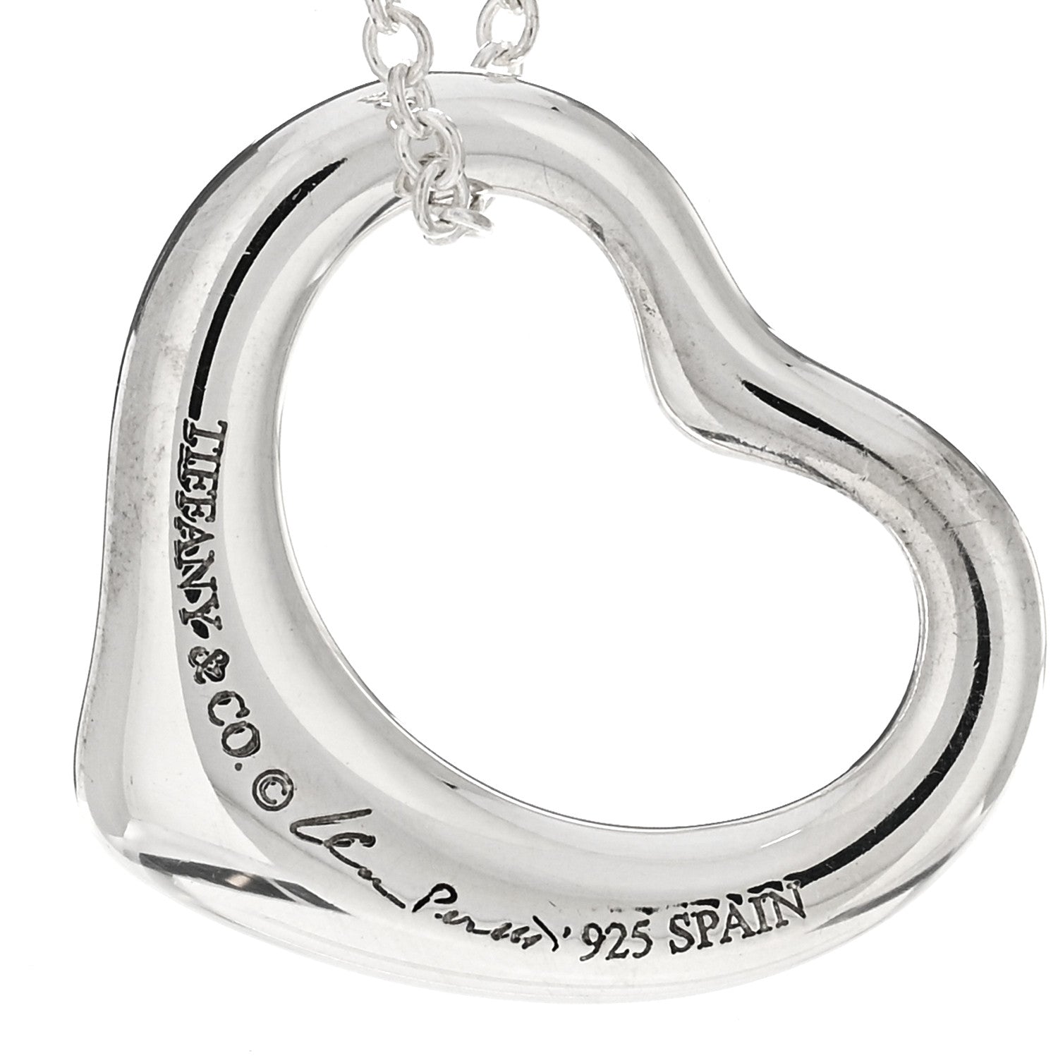 Tiffany Sterling Silver 16mm Elsa Peretti Open Heart Pendant Necklace 3 of 3