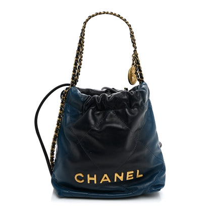 Chanel Shaded Calfskin Quilted Mini Chanel 22 Blue Dark Blue 1 of 10