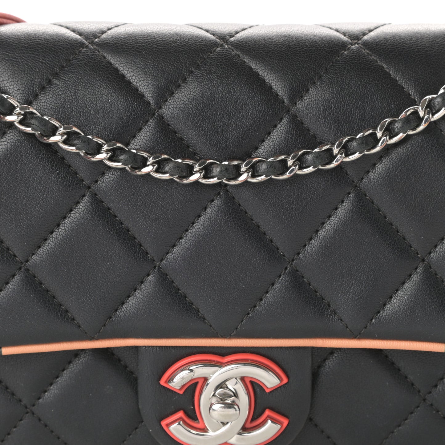 Lambskin Plexiglass Quilted Small Cuba Color Flap Black Multicolor