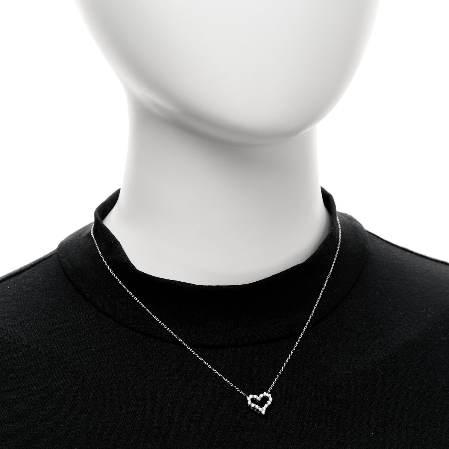Tiffany Platinum Diamond Mini Heart Pendant Necklace 2 of 4