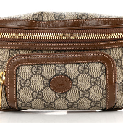 Gucci GG Supreme Monogram Textured Calfskin Retro Interlocking G Belt Bag Beige Ebony Brown Sugar 8 of 16