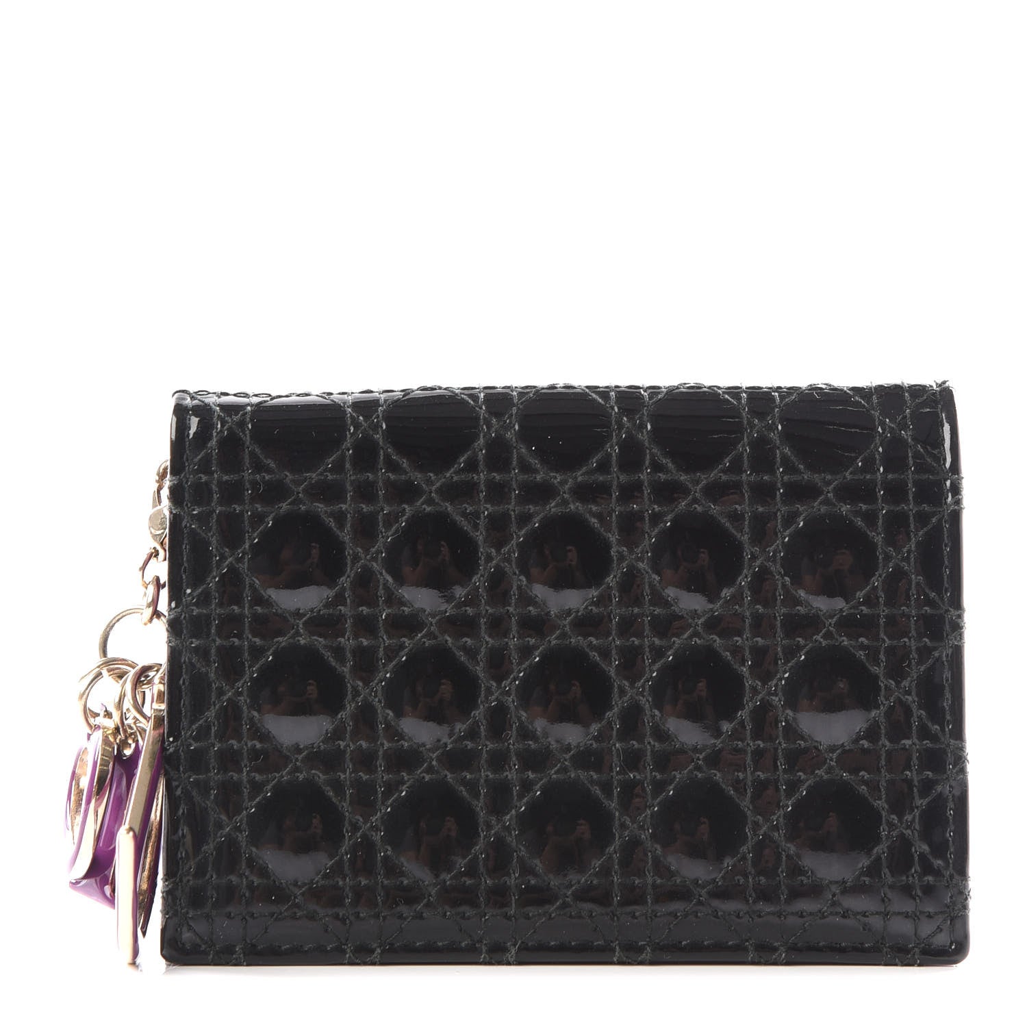 Christian Dior Patent Cannage Lady Dior Mini Wallet Black 1 of 13