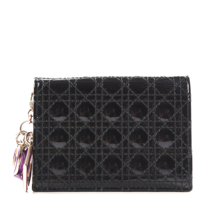 Christian Dior Patent Cannage Lady Dior Mini Wallet Black 1 of 13