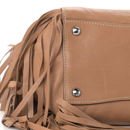 Prada Glace Calf Twin Pocket Fringe Tote Caramel 7 of 9