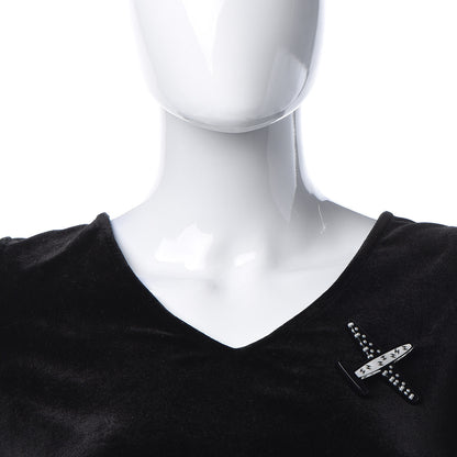 Chanel Resin Pearl CC Airplane Brooch Black White 2 of 6