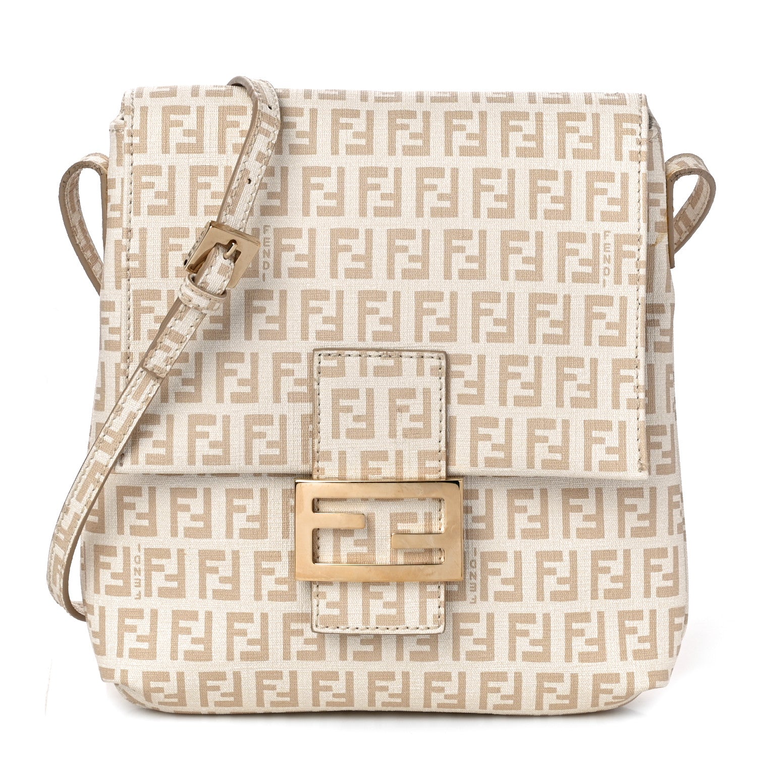 Fendi Zucchino Spalmati Forever Tube Messenger Crema Ecru 1 of 11