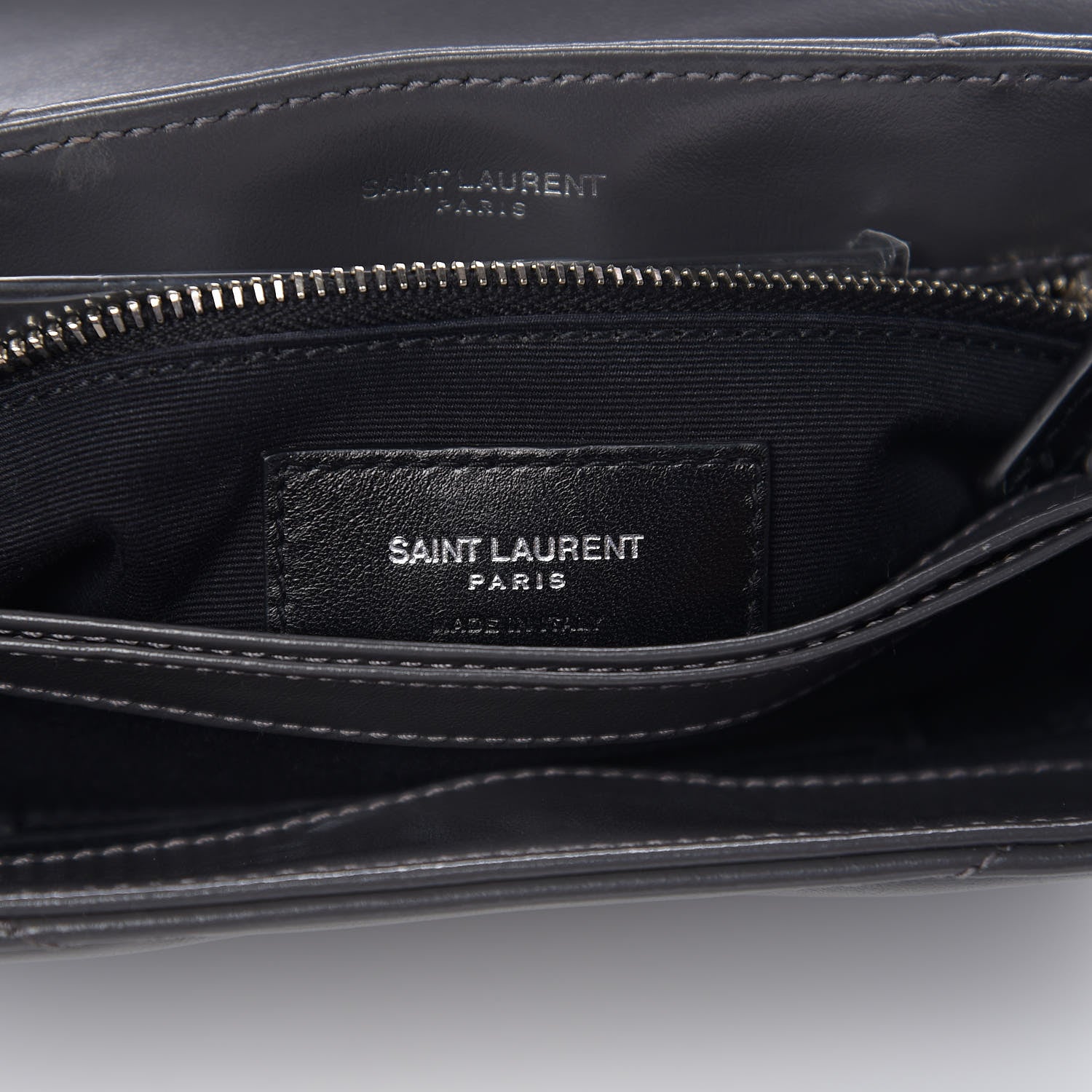 Saint Laurent Calfskin Y Quilted Monogram Toy Loulou Crossbody Bag Asphalt 7 of 11