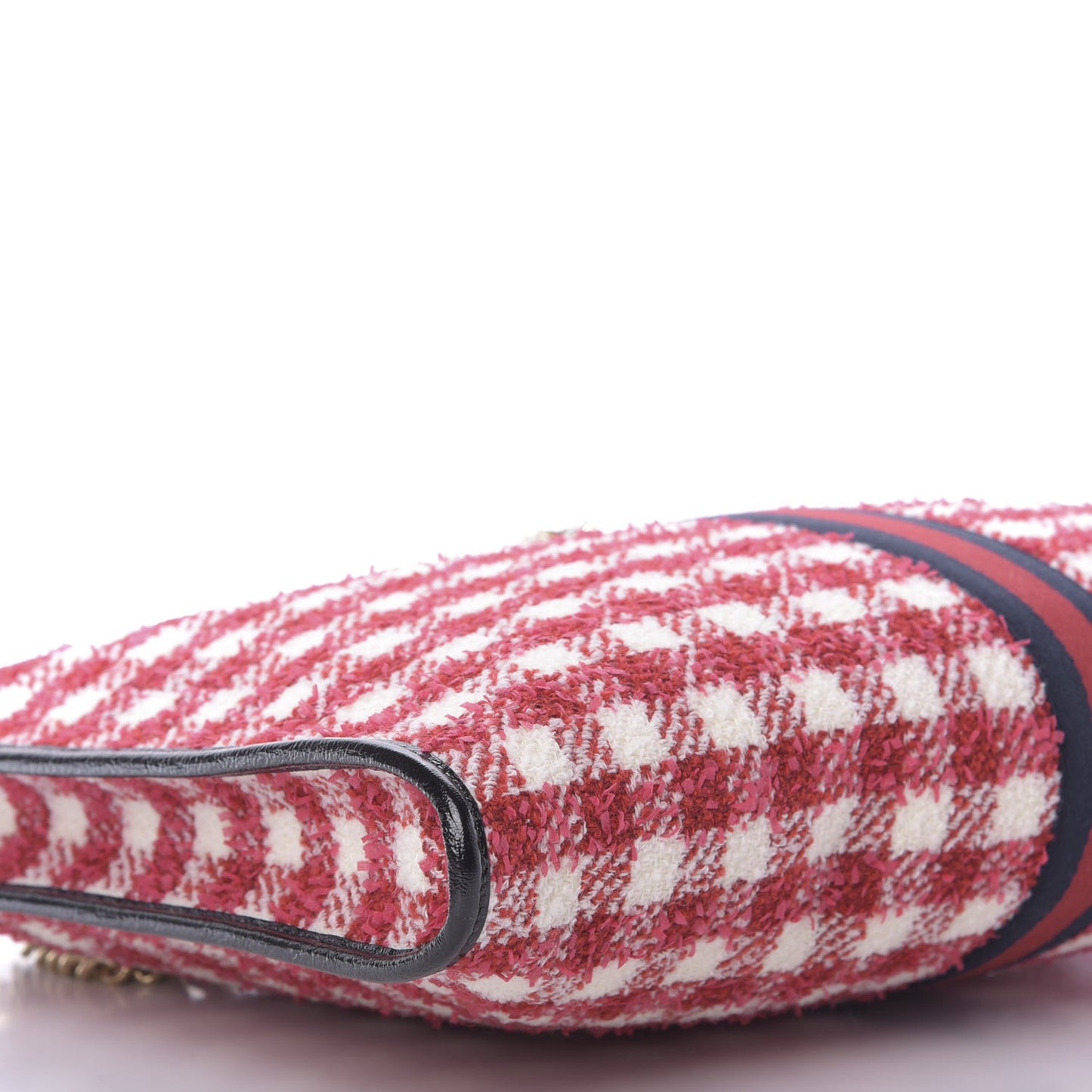 Tweed Check Large Rajah Chain Tote Black Red