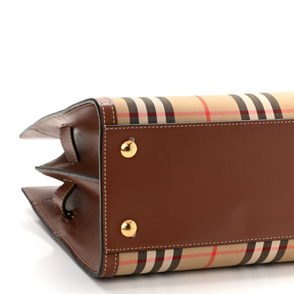 Burberry Calfskin Vintage Check Mini Two Handle Title Bag Archive Beige 9 of 11