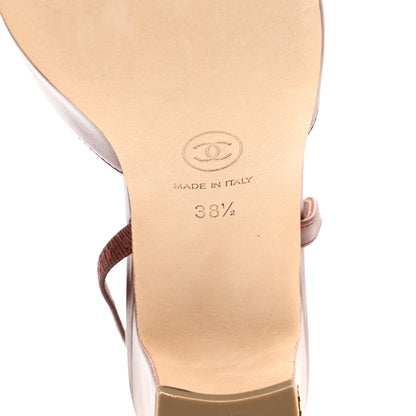 Chanel Calfskin Cap Toe CC Slingback Pumps 38.5 Brown 6 of 10