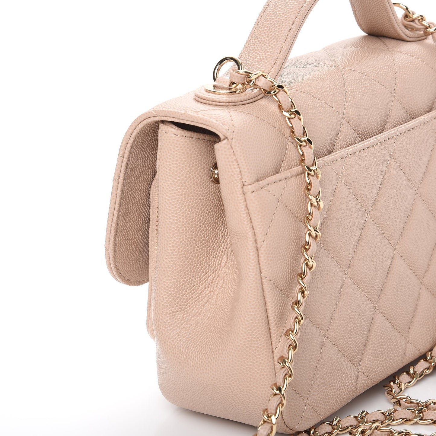 Caviar Quilted Small Business Affinity Flap Beige