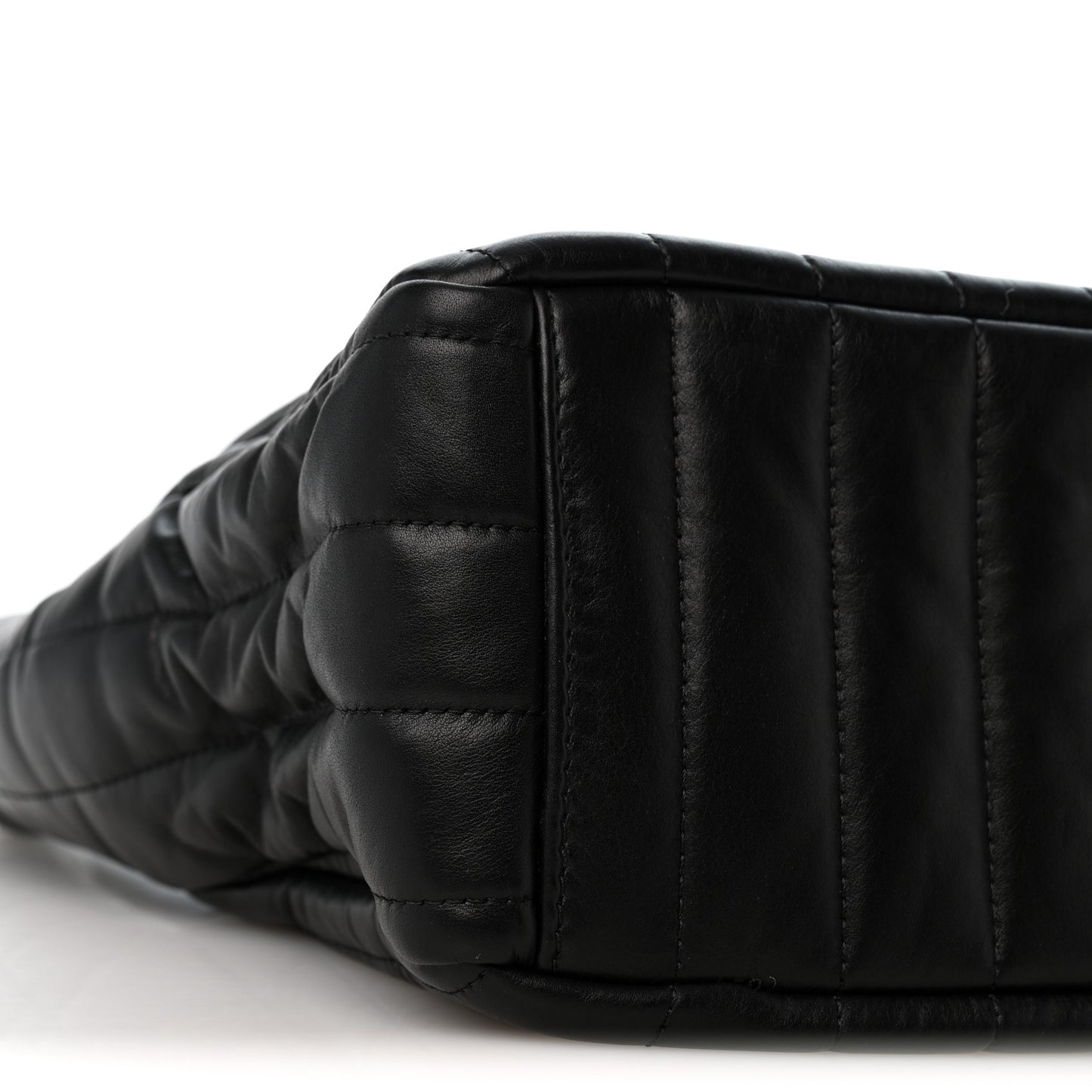 Crushed Calfskin Quilted Small Monaco Shoulder Bag Black