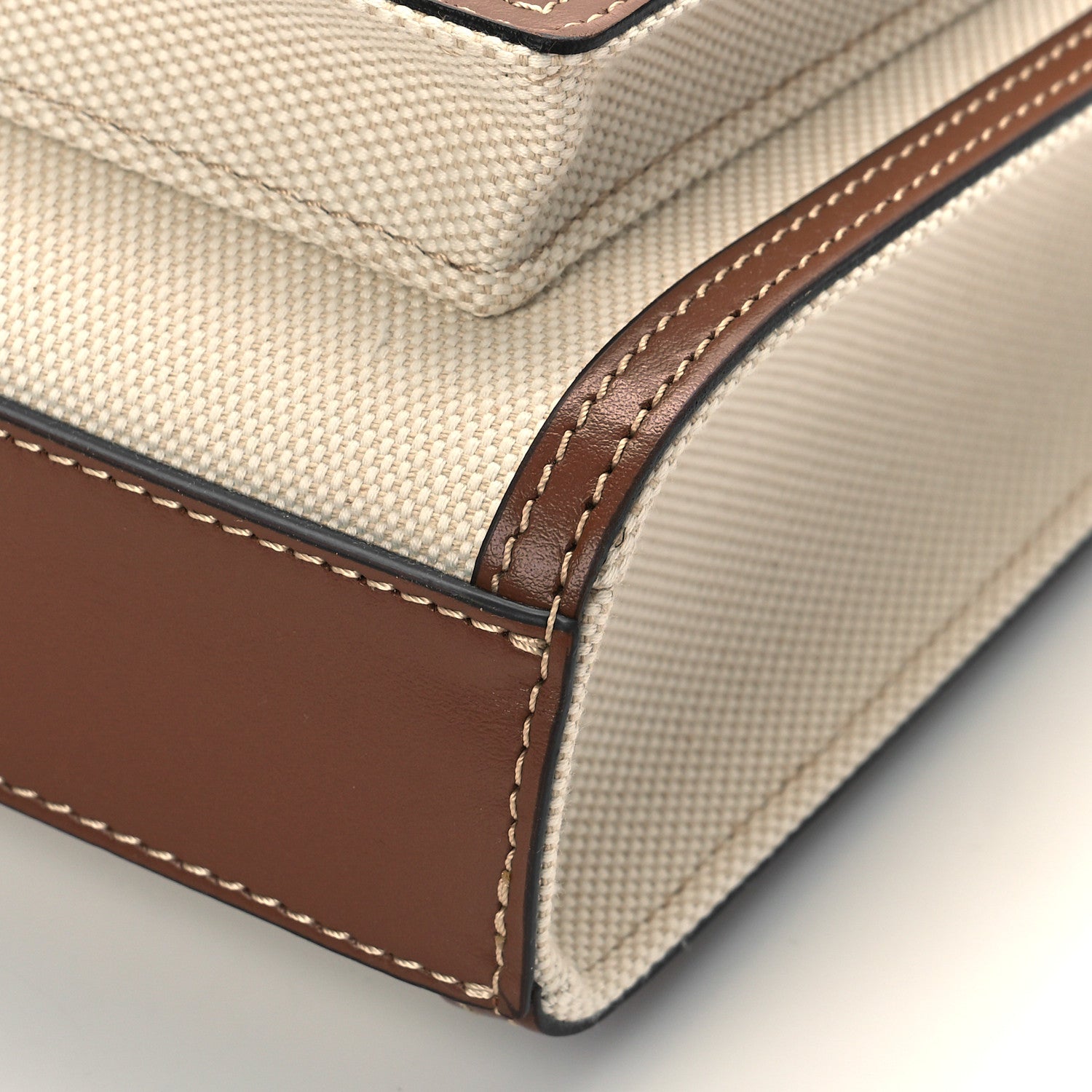 Burberry Canvas Smooth Calfskin Two Tone Mini Pocket Bag Natural Malt Brown 8 of 8