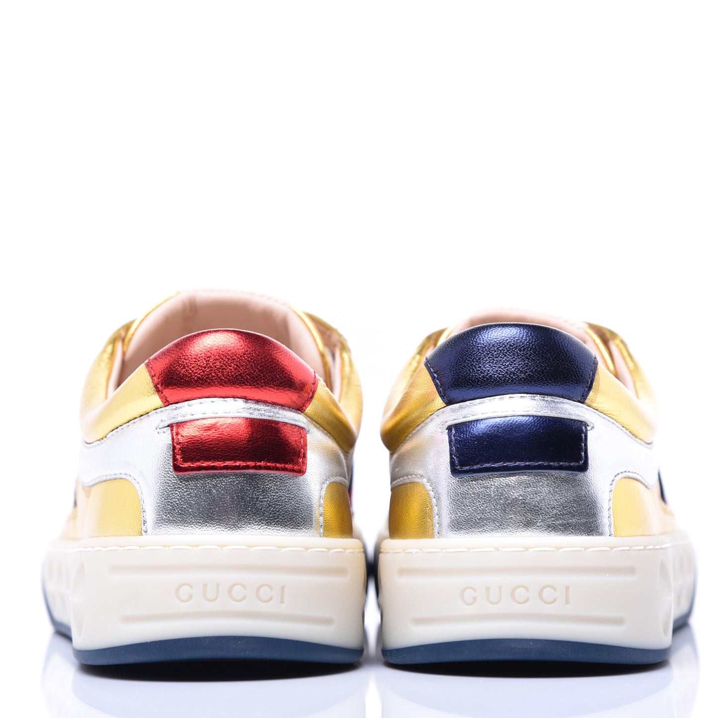 Metallic Nappa Web Mens Low Top Sneakers 8.5 Argento Oro Vecchio