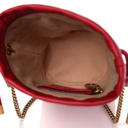 Gucci Calfskin Matelasse Mini GG Marmont 2.0 Bucket Bag Hibiscus Red 5 of 12