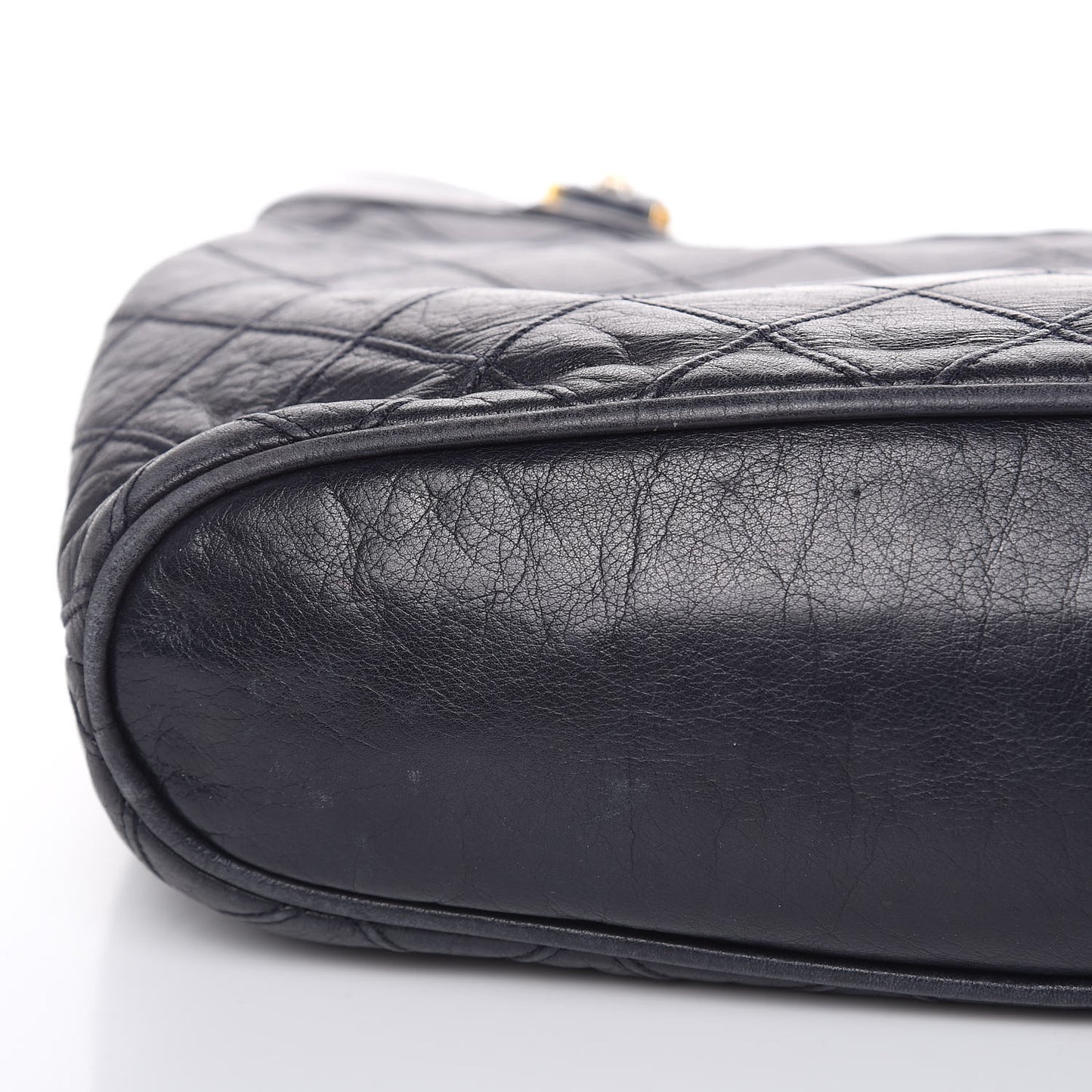 Lambskin Stitched Shopper Tote Navy