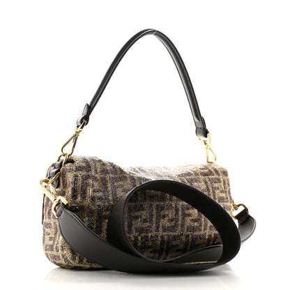 Fendi Vitello King Beaded Zucca Baguette Mogano Panna Ebano 3 of 9