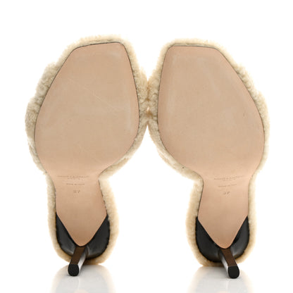 Saint Laurent Shearling Tribute Mule Sandals 37 Naturale 5 of 9