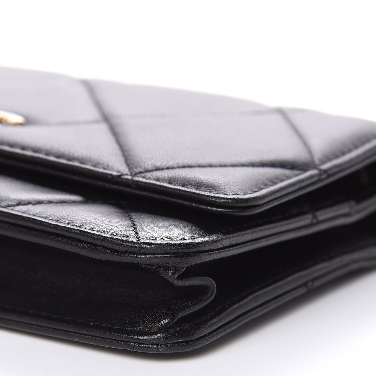 Lambskin Quilted Trendy CC Wallet On Chain WOC Black