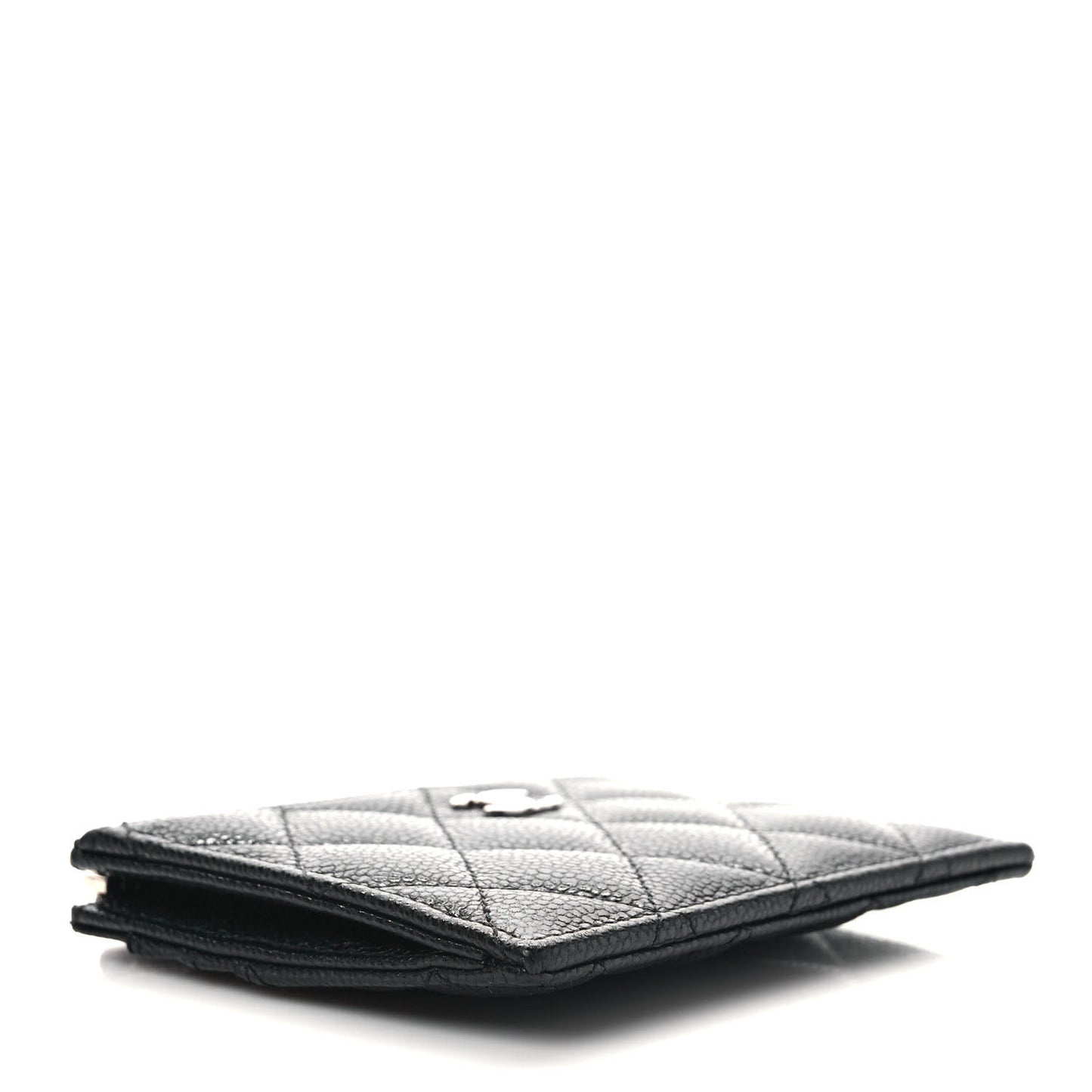 Caviar Quilted CC Zip Card Holder Black