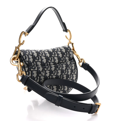 Christian Dior Oblique Mini Saddle Bag With Strap Blue 3 of 10