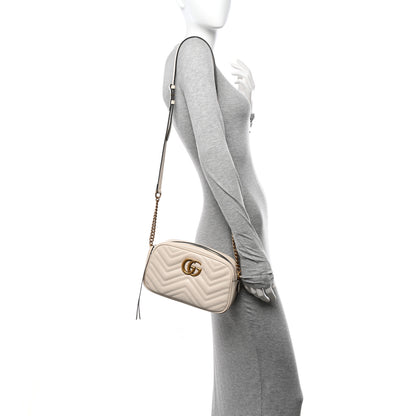 Gucci Calfskin Matelasse Small GG Marmont Chain Shoulder Bag White 2 of 10