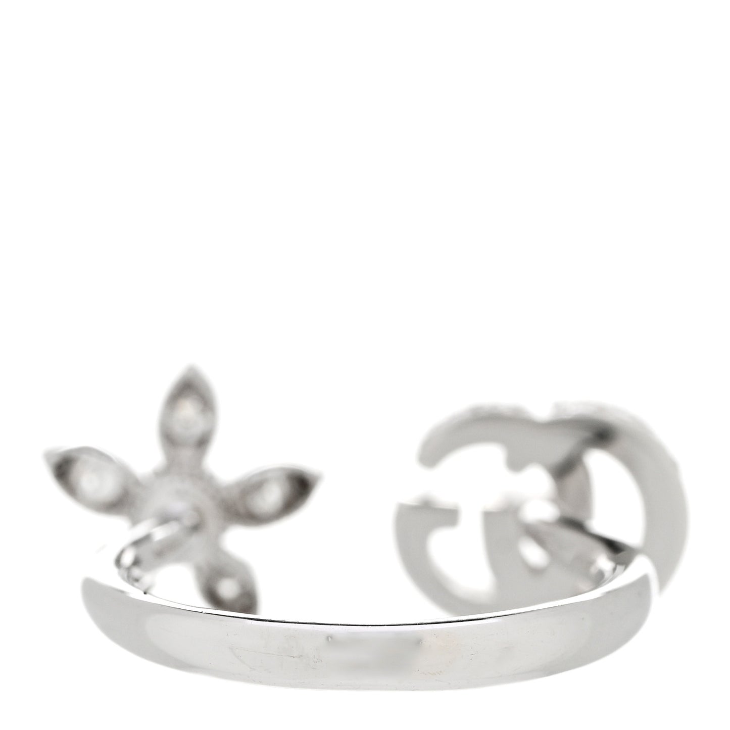 18K White Gold Diamond Flora GG Open Ring 53 6.25