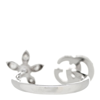 Gucci 18K White Gold Diamond Flora GG Open Ring 53 6.25 3 of 5