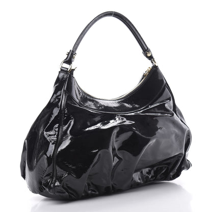 Gucci Patent Large D Gold Ring Hobo Black 3 of 13