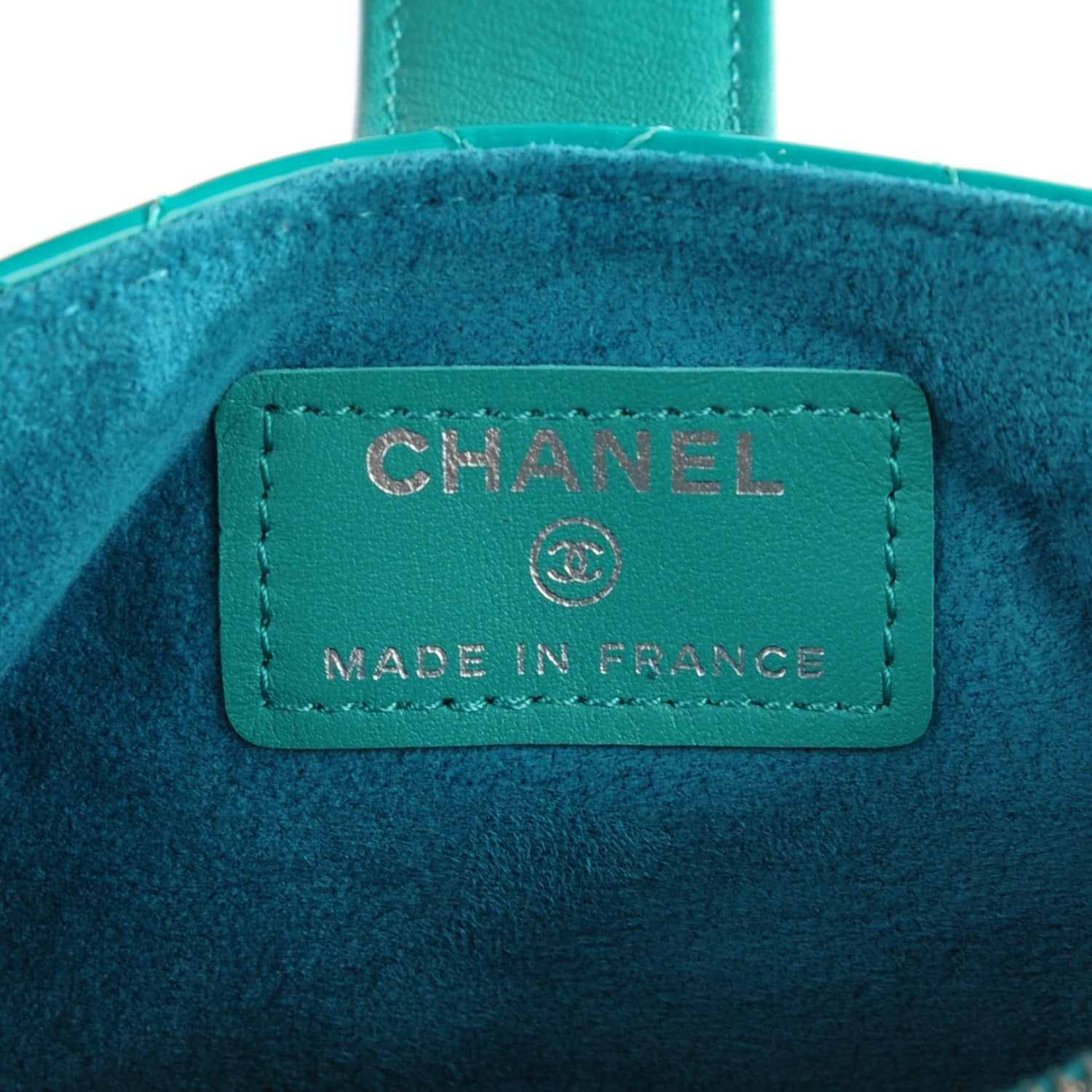 Chanel Patent Quilted Mini Phone Holder Clutch Green 7 of 8