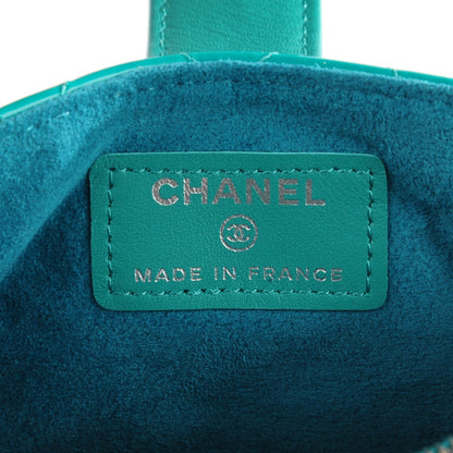 Chanel Patent Quilted Mini Phone Holder Clutch Green 7 of 8