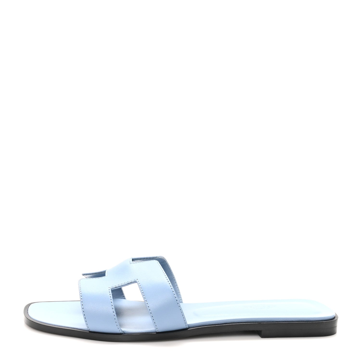 Hermes Box Calfskin Oran Sandals 40.5 Light Bleu 1 of 10