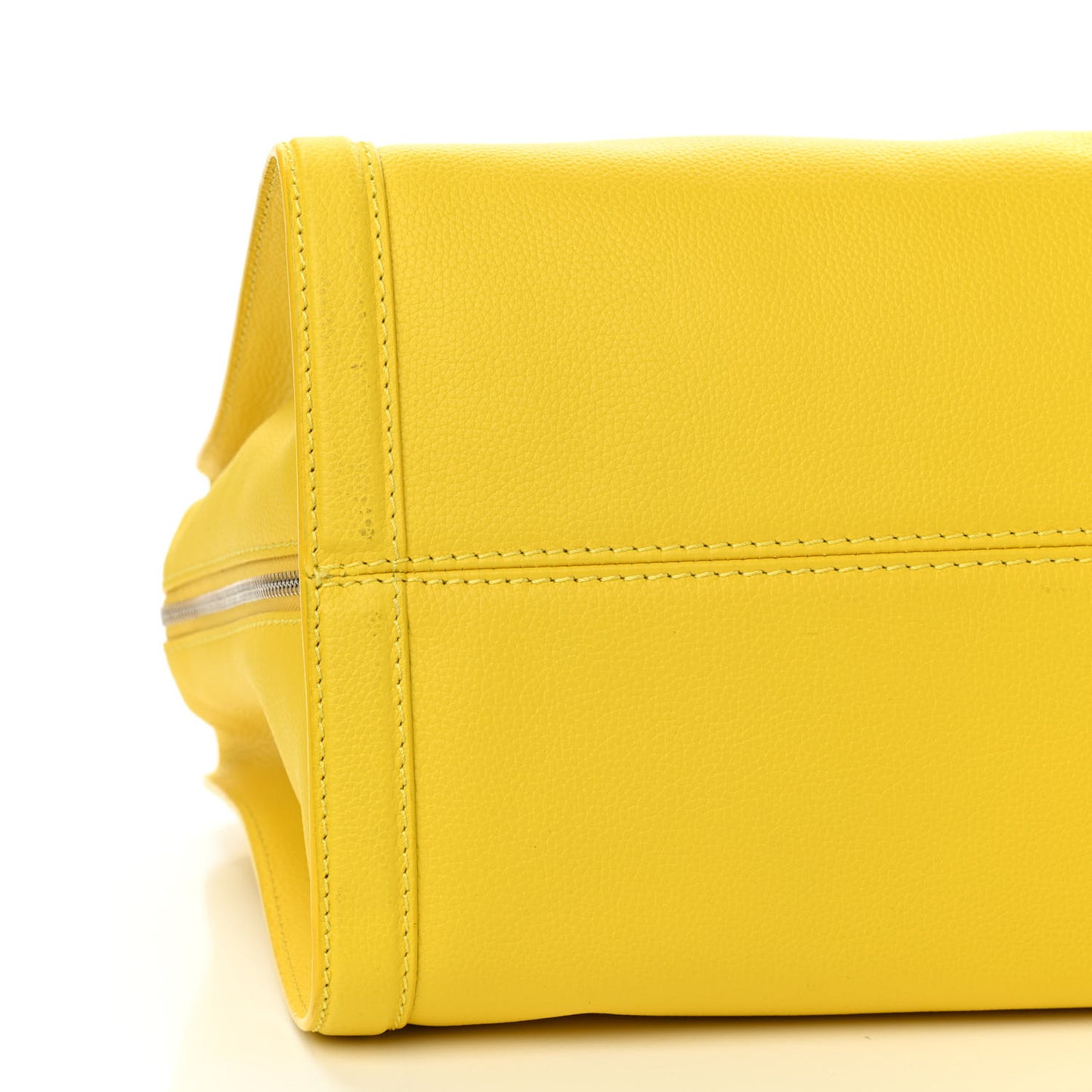 Pebbled Calfskin Large Skull Padlock Zip Around Tote Yellow