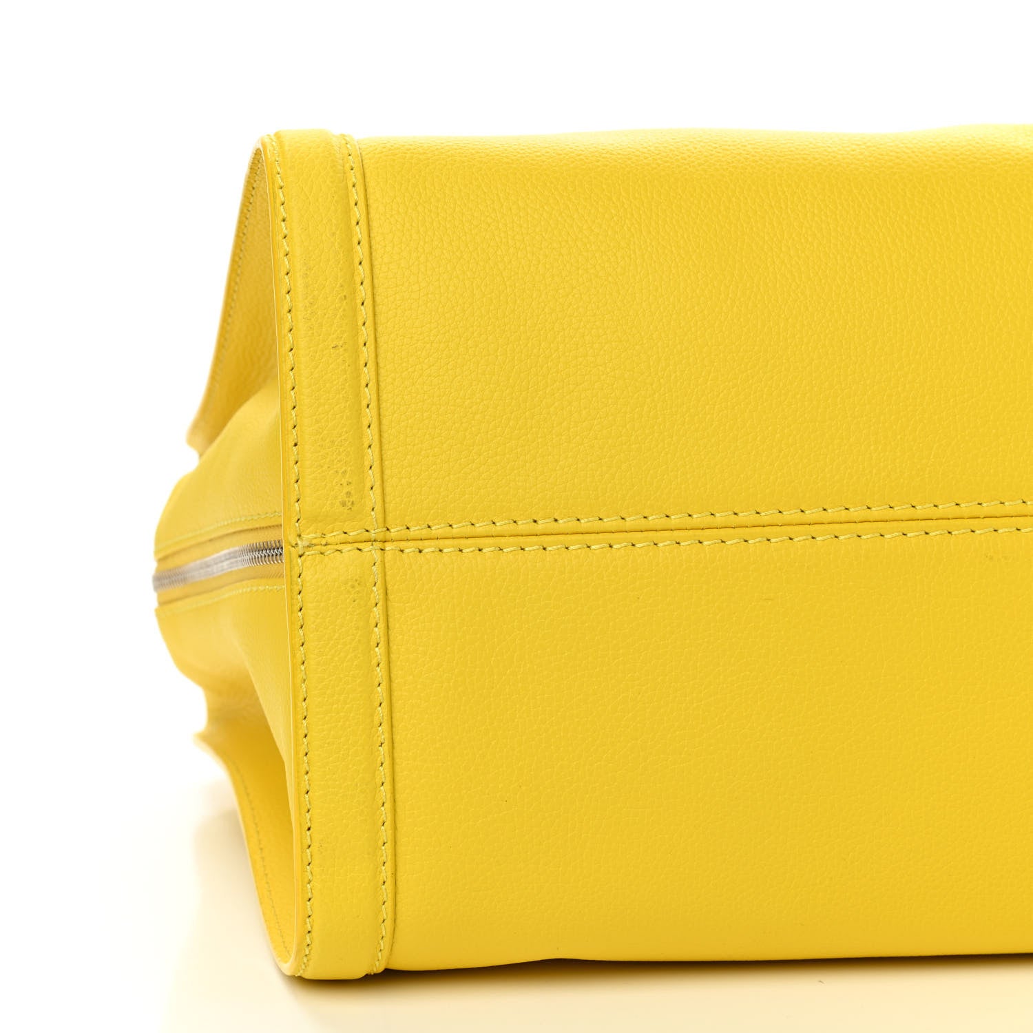 Alexander McQueen Pebbled Calfskin Large Skull Padlock Zip Around Tote Yellow 10 of 13