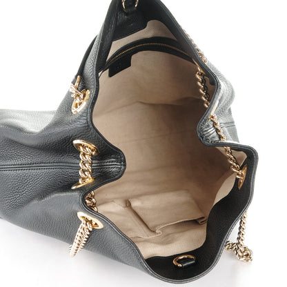 Gucci Pebbled Calfskin Medium Soho Chain Shoulder Bag Black 5 of 8
