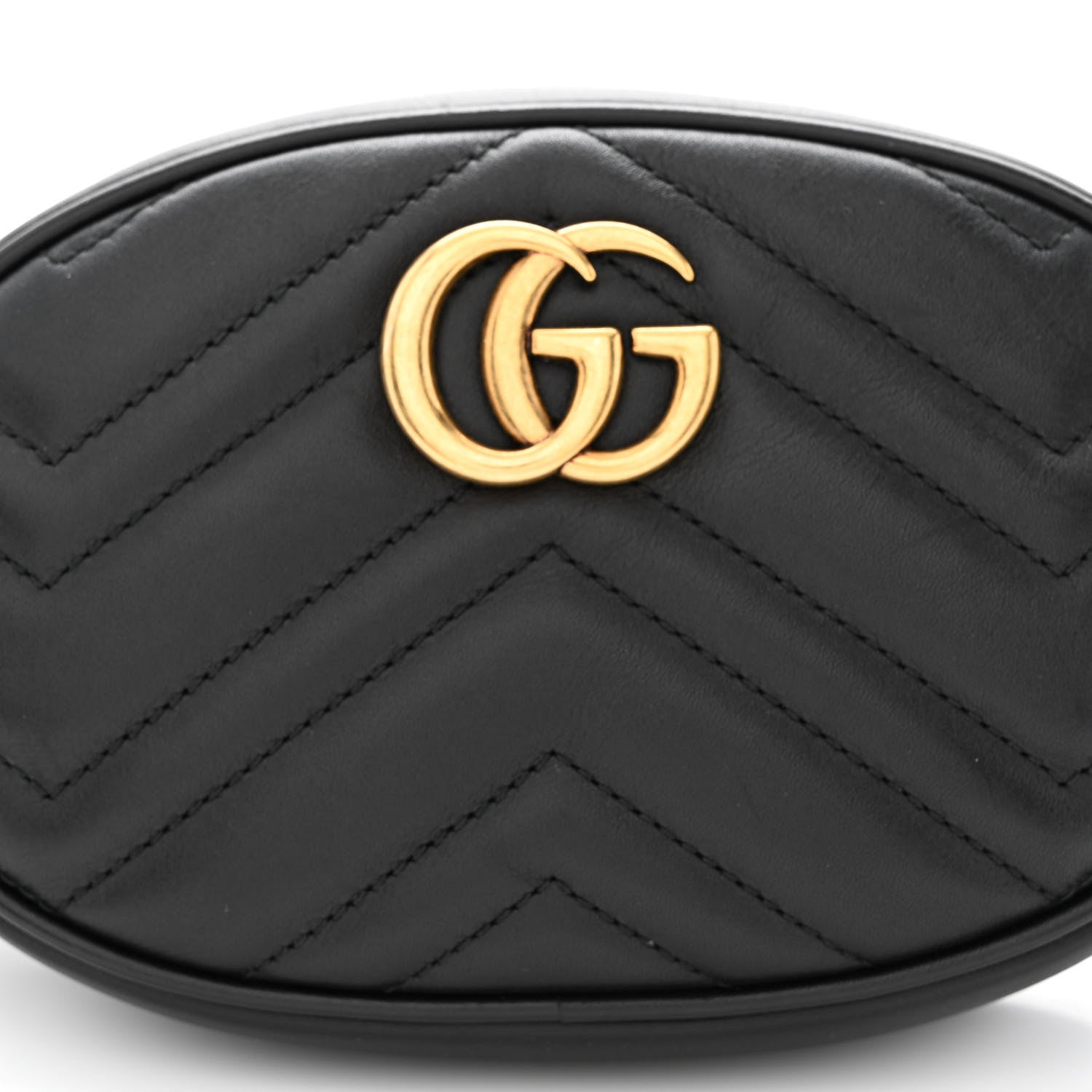 Gucci Calfskin Matelasse GG Marmont Belt Bag 85 34 Black 8 of 11