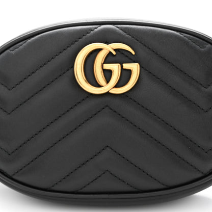 Gucci Calfskin Matelasse GG Marmont Belt Bag 85 34 Black 8 of 11