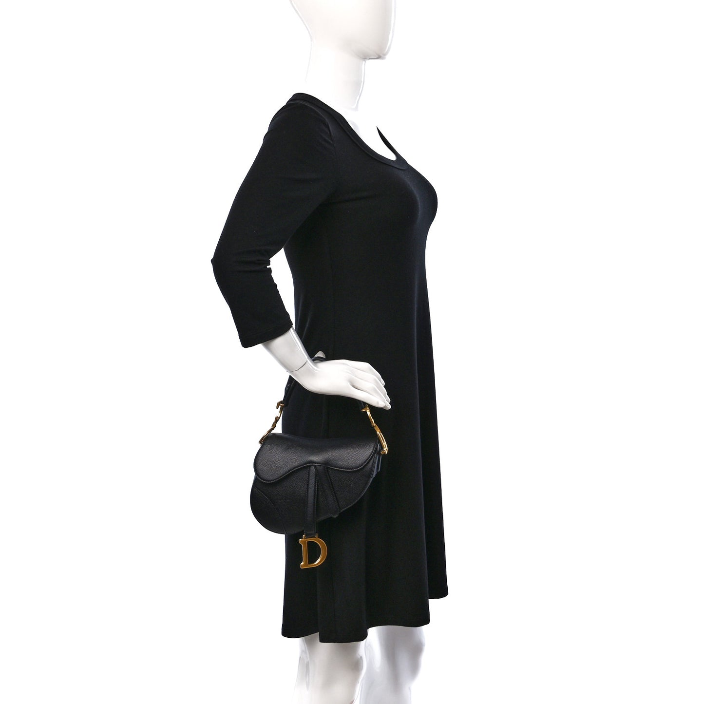 Calfskin Mini Saddle Bag Black