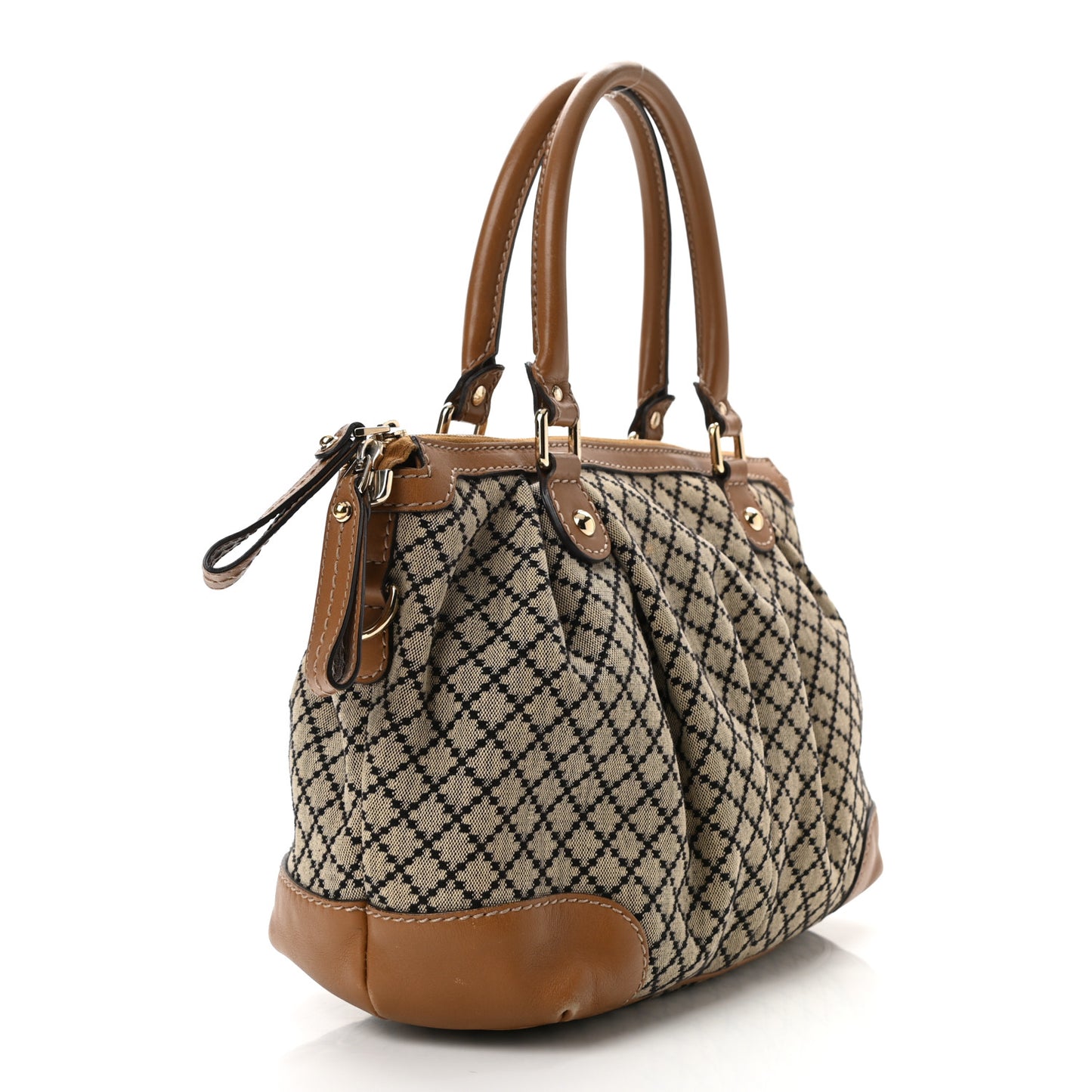 Diamante Medium Sukey Top Handle Bag Beige Brown