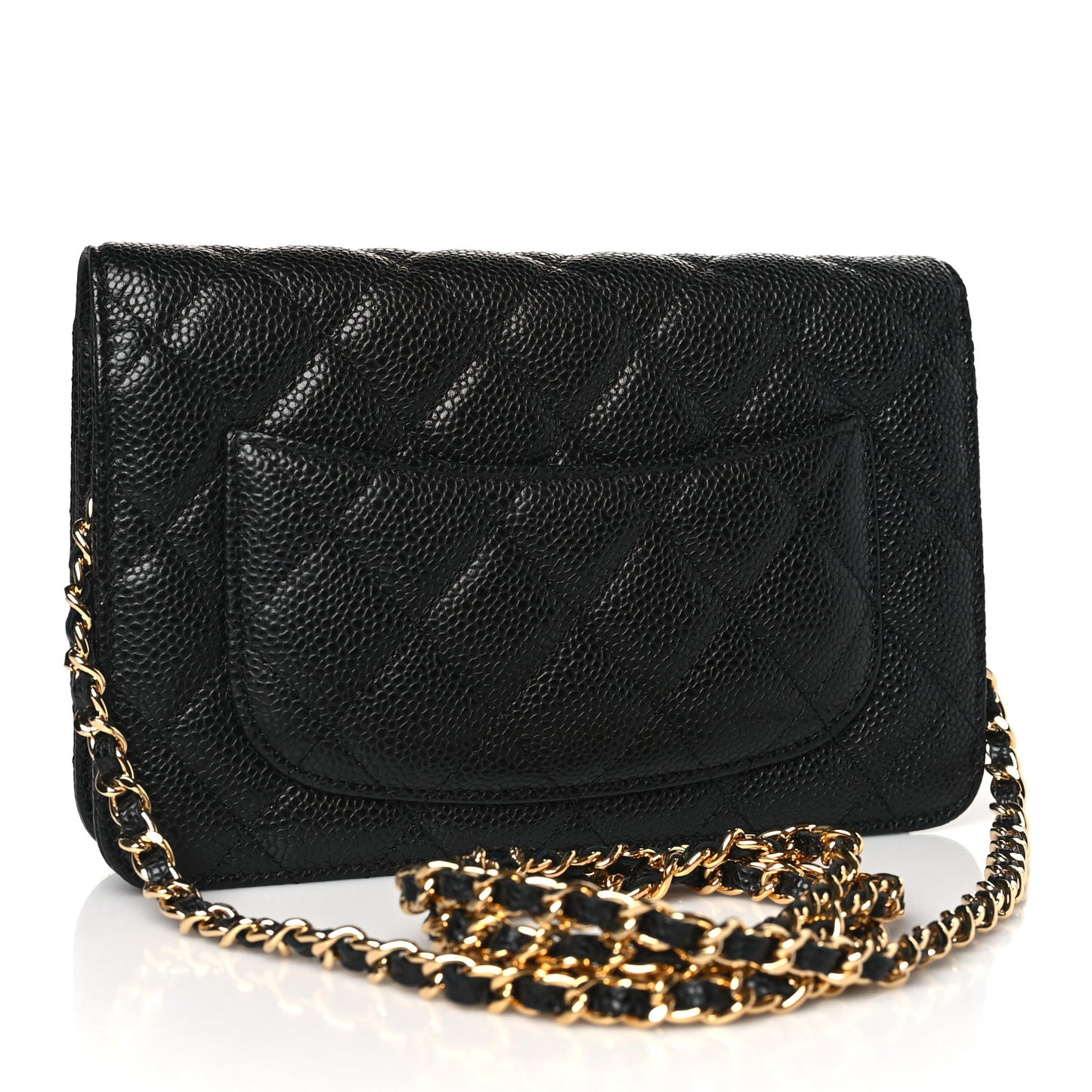 Caviar Quilted Wallet on Chain WOC Black