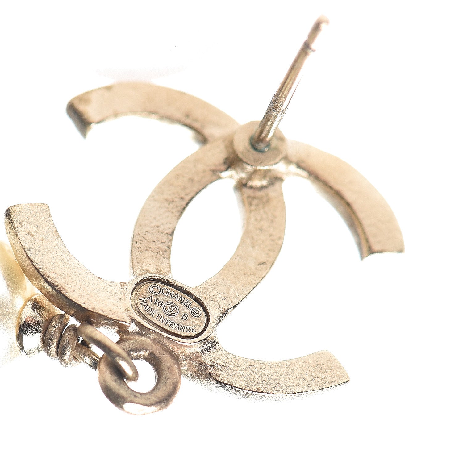 Chanel Pearl Bead CC Drop Earrings Black Gold 3 of 3