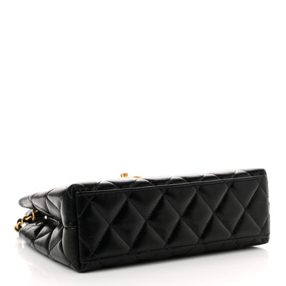 Chanel Shiny Aged Calfskin Quilted Nano Kelly Shopper Black 4 of 12