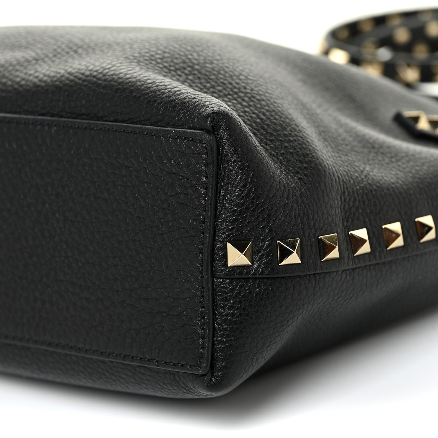 Grained Calfskin Small Rockstud Flip Lock Tote Black Rose Quartz