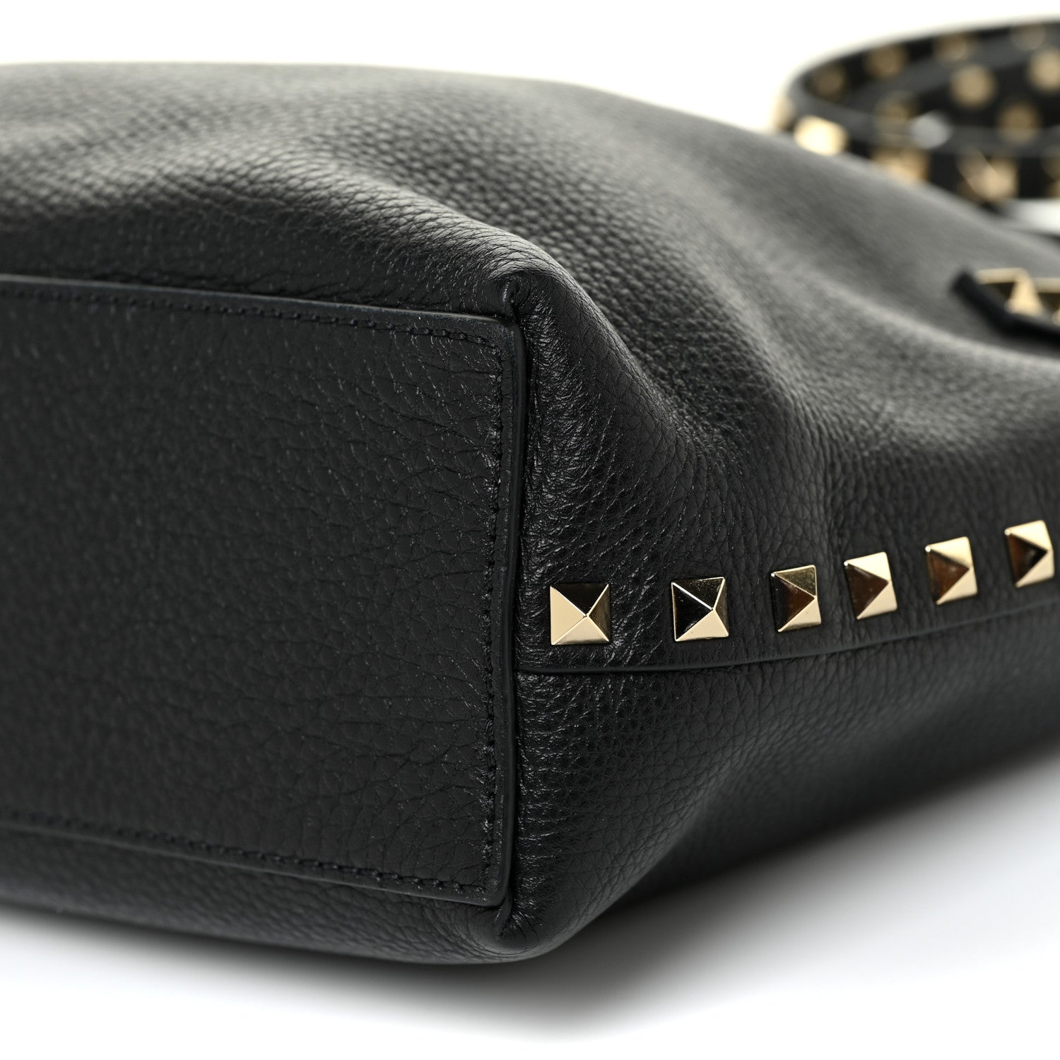 Valentino Garavani Grained Calfskin Small Rockstud Flip Lock Tote Black Rose Quartz 9 of 13