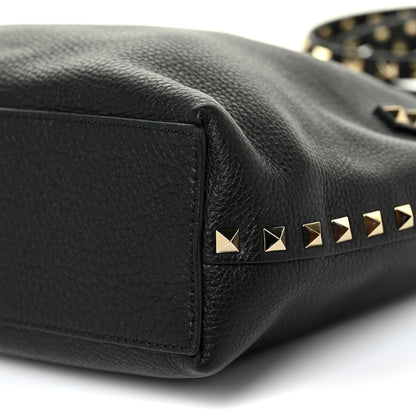 Valentino Garavani Grained Calfskin Small Rockstud Flip Lock Tote Black Rose Quartz 9 of 13