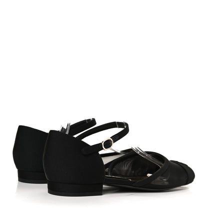 Chanel Mesh Grosgrain Cap Toe CC Flats 37 Black 4 of 12